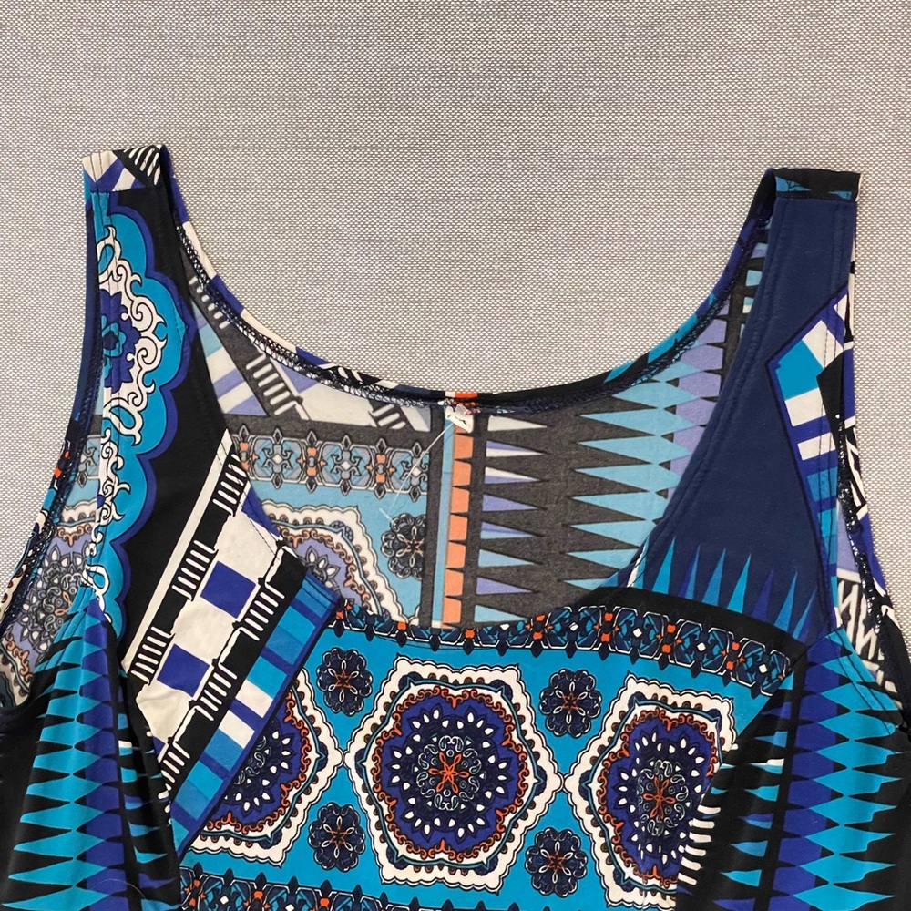 Boho Patchwork Crop Top Medium Blue Multicolor Sl… - image 3